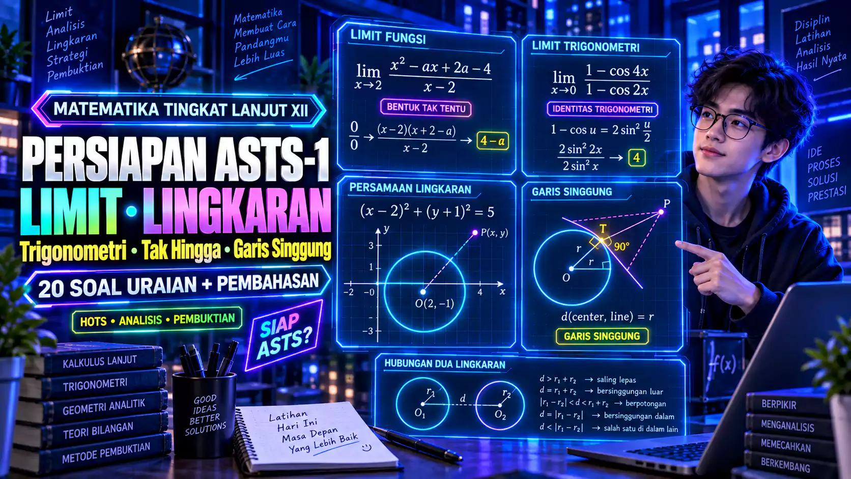 Persiapan ASTS-1 Matematika Tingkat Lanjut Kelas XII – Limit Fungsi, Persamaan Lingkaran, PGS Lingkaran